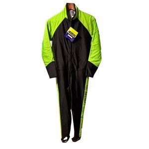 New Henderson Thermal Stretch Ski Suit Jumpsuit Men XL Black Neon Green Polartec